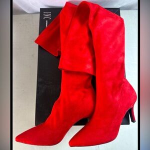 INC HOT RED over the knee boots 
*brand new*